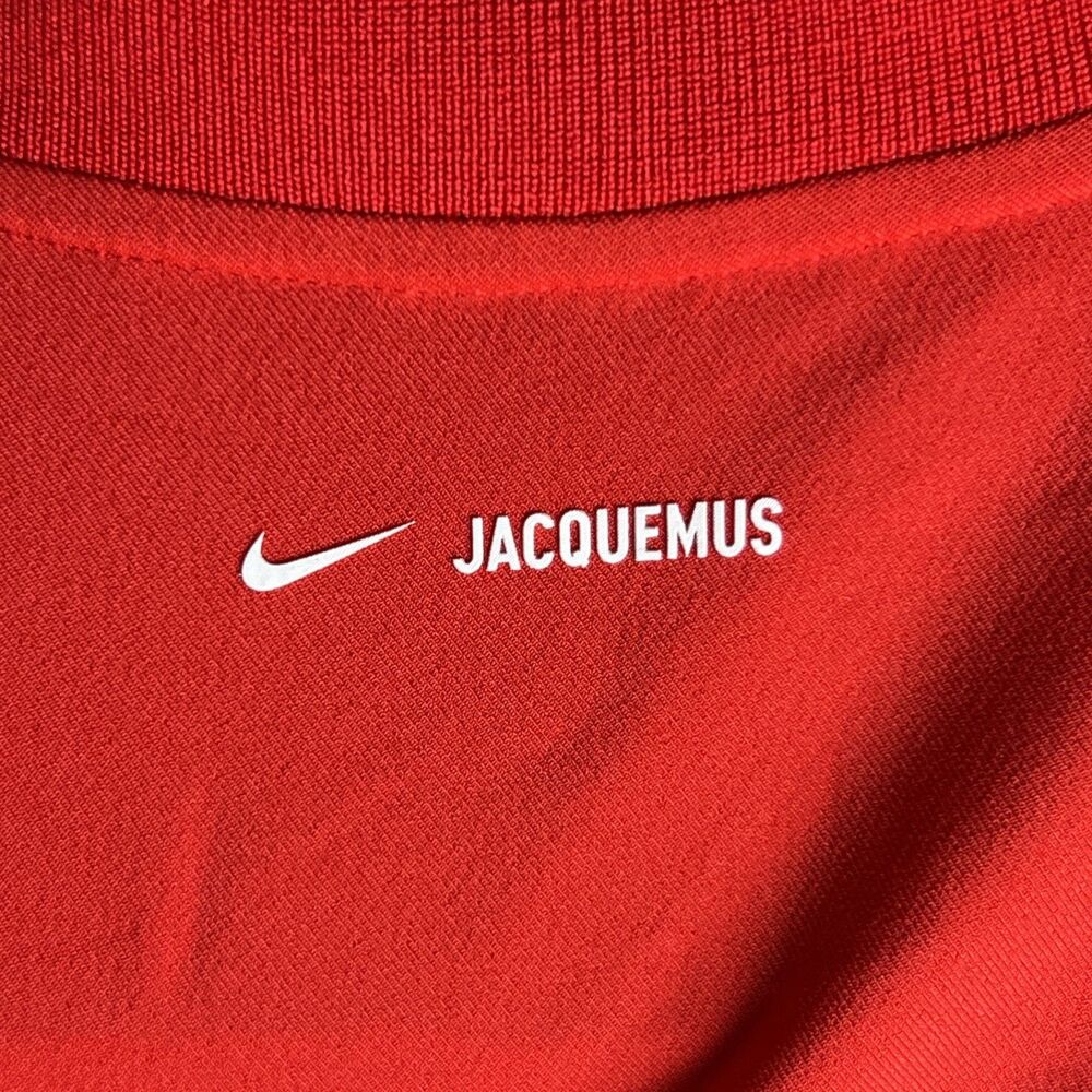 Nike x Jacquemus Red Short Sleeve Mini Body Con Dress Size Medium White Piping - Picture 9 of 14